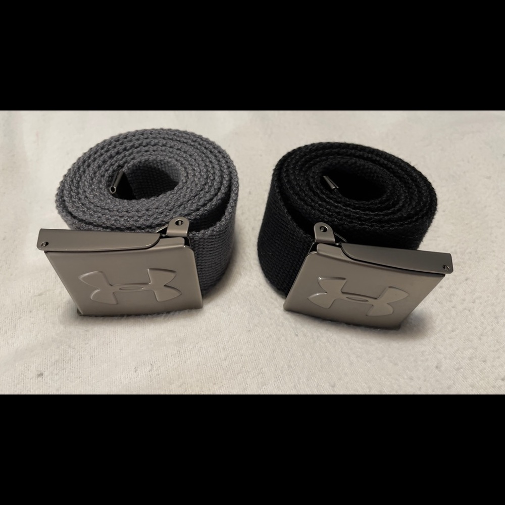 (2) Under Armour UA Webbed Golf Belts - Black & Gray - Excellent Conidition